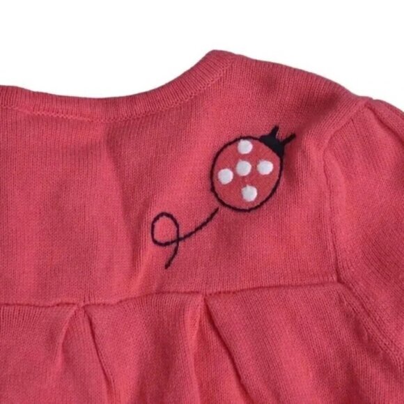 Nwt Pink Cardigan Sweater Ladybug Flower Embroidered Cotton Size 2T - Picture 8 of 8